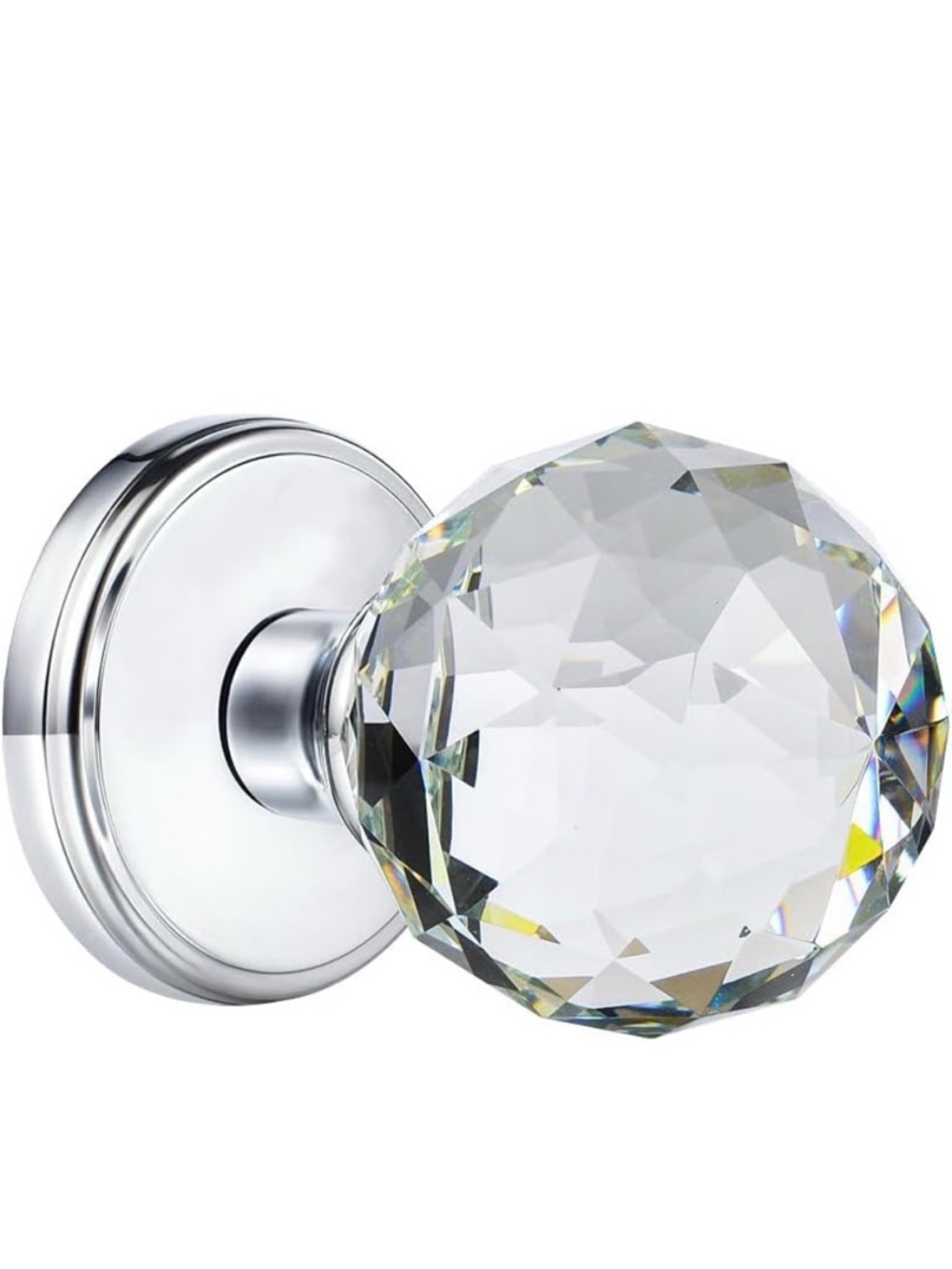 Crystal Glass Door Knobs Interior for Hall/Closet Passage polished chrome